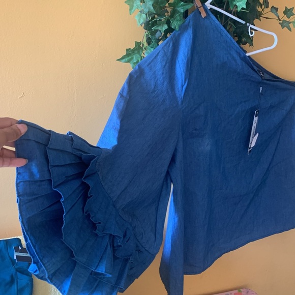 For Her NYC Women half Shoulder Blouse size1XL new color Blue - Picture 3 of 4